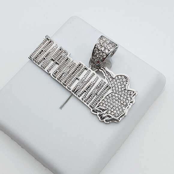"925 Sterling Silver Plated CZ Pendant, INUS1BR082 - Picture 7 of 9